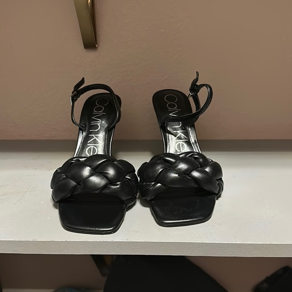 Calvin Klein black braided strapped heels - Picture 1 of 2